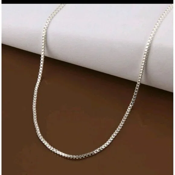 Sterling Silver 925 Box Chain 1mm Necklace 20" Layering Minimalist Jewelry - Picture 3 of 5